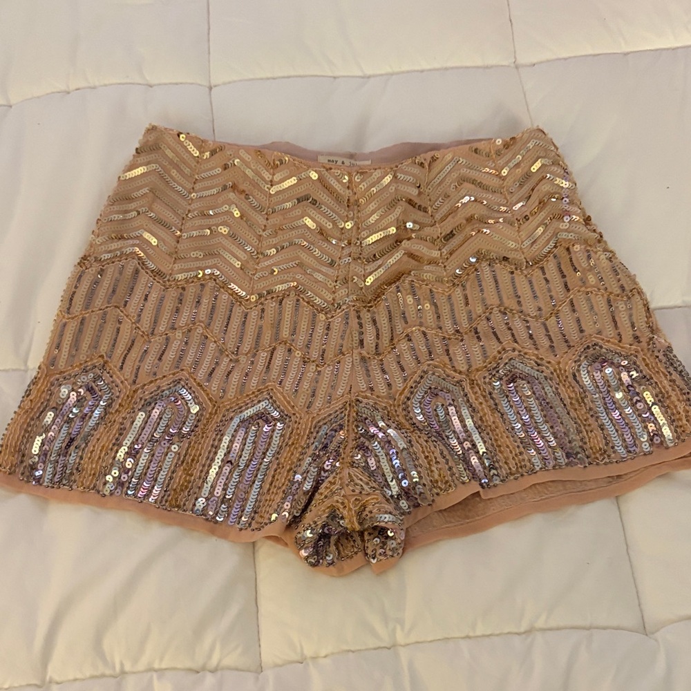Beaded Sequin Women's Shorts - Blush